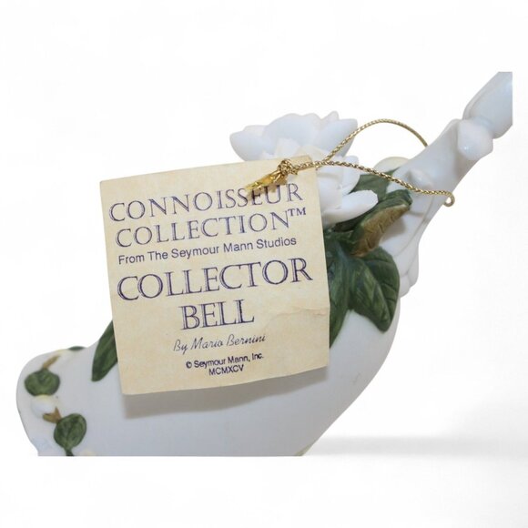 Seymour Mann Connoisseur Collection Porcelain Bell W/ White Flowers & Green Leav - Picture 4 of 12
